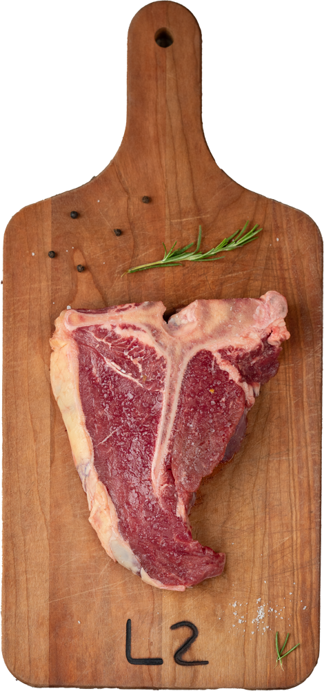 L2 Ranch grass-fed beef T-bone steak